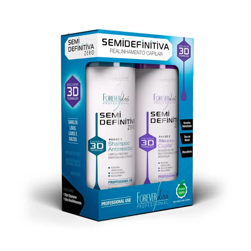 Kit Escova Semi Definitiva Zero 2x1Litro Forever Liss