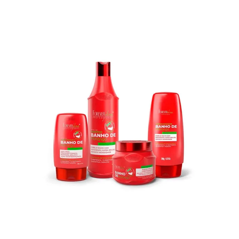 Kit Banho de Verniz Morango Completo Forever Liss