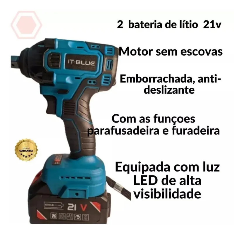 Chave De Impacto Bateria 38v Brushless Profissional Nakasaki