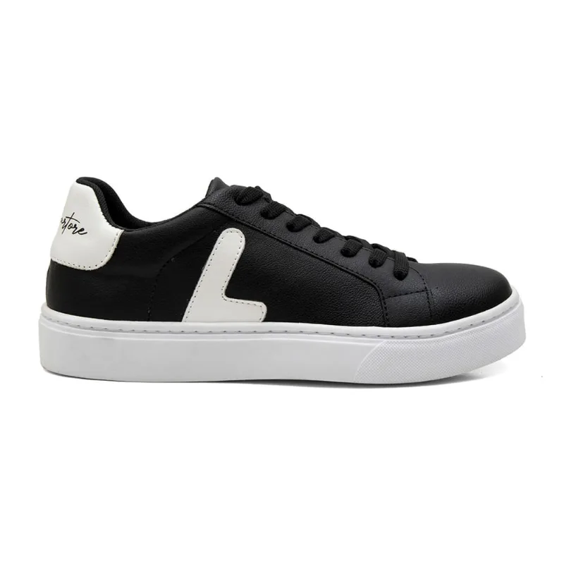 Tenis Feminino Preto Com Detalhes Brancos Macio Confortável
