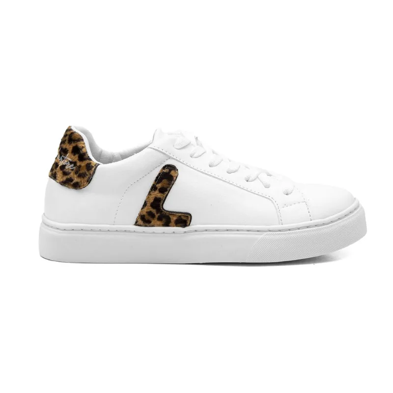 Tênis Feminino Academia Caminhada Casual Branco Detalhes Onça