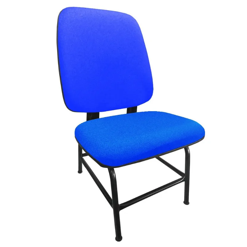 Cadeira Reforçada Para Obeso Cadeirão Fixo Maxx Suporta Até 180 Kg Estofada Tecido js Azul