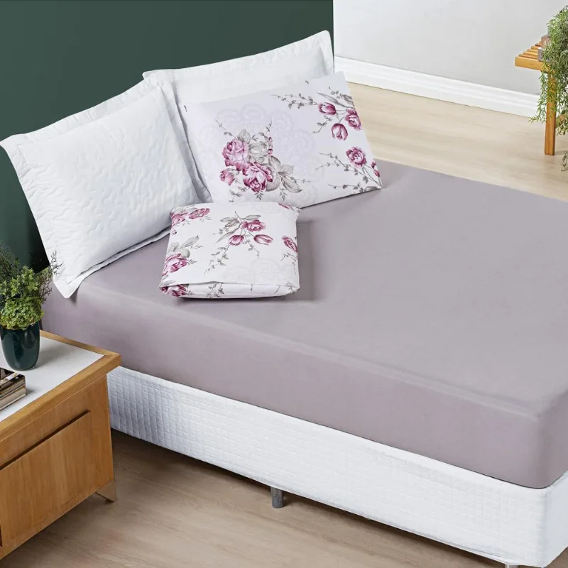 Jogo De Lençol Cama Avely King 3 Peças 200 Fios Estampado