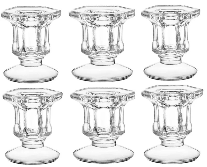 6 Castiçal Em Vidro Para Vela Decoração Porta Vela sextavado - Western - Casa E Construção