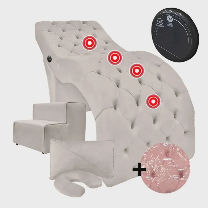Kit Maca Estética com Massagem Escada e Capa Veludo Bege Marfim