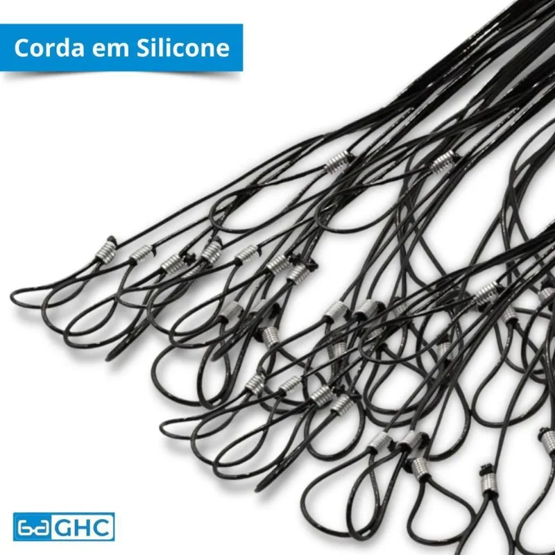 12 Cordão Cordinha Nylon Silicone - Silicone Preto