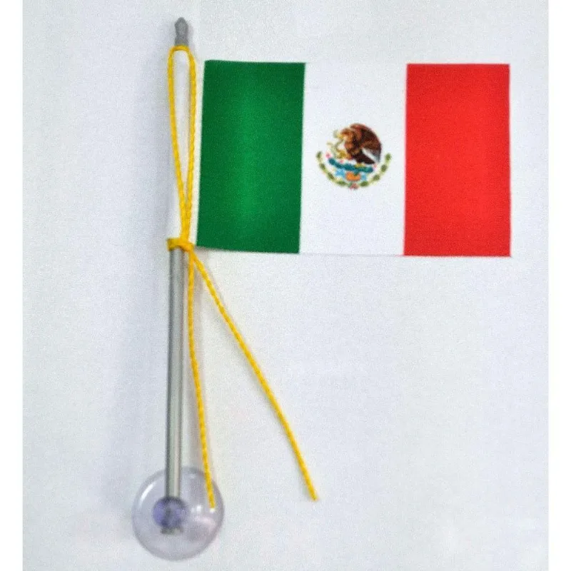 Mini Bandeira México Com Ventosa Poliéster (5,5cm X 8,5cm)