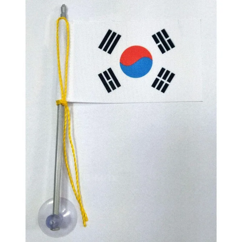 Mini Bandeira Coréia Do Sul Ventosa Poliéster 5,5cm X 8,5cm