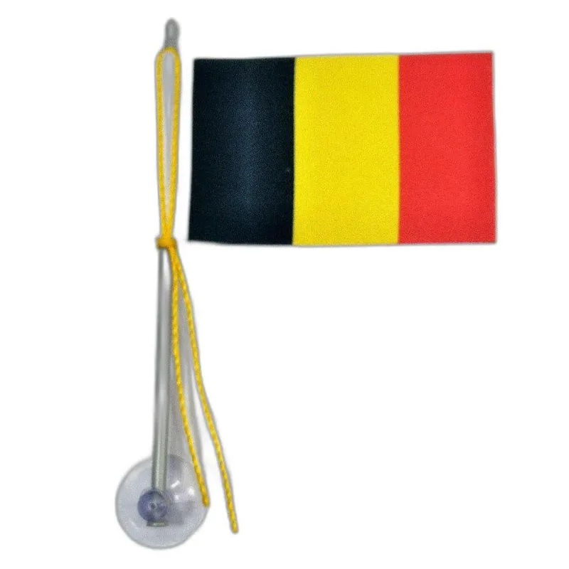 Mini Bandeira Bélgica Com Ventosa Poliéster (5,5cm X 8,5cm)