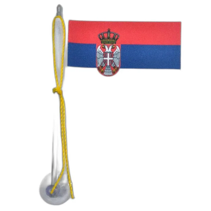 Mini Bandeira Sérvia Com Ventosa Poliéster (5,5cm X 8,5cm)