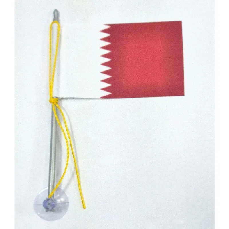 Mini Bandeira Catar Com Ventosa Poliéster (5,5cm X 8,5cm)
