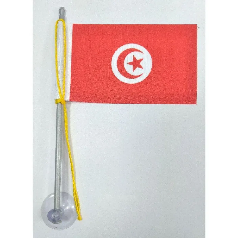 Mini Bandeira Tunísia Com Ventosa Poliéster (5,5cm X 8,5cm)