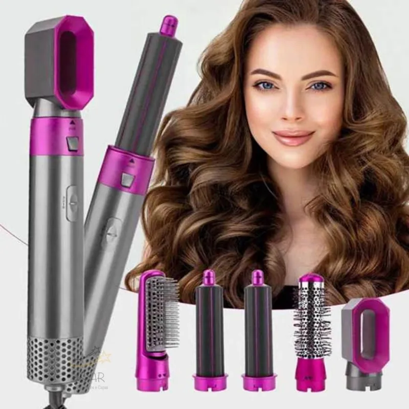 Escova Alisadora De Cabelo 5In1 Funções Ar Quente Modeladora