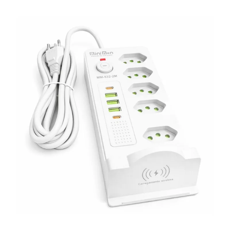 Filtro De Linha Profissional Estação 11 Em 1 Indução Usb-c - Branco