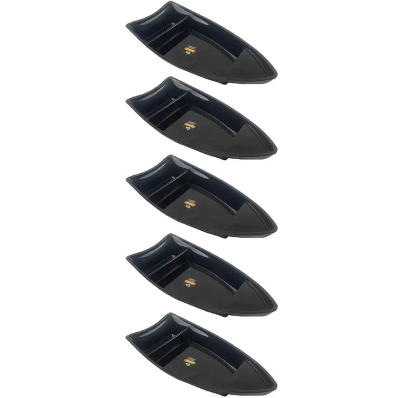 Conjunto 5 Barcas para Sushi Comida Japonesa Oriental Pretos Uno Coza Plástico 27,5x13cm