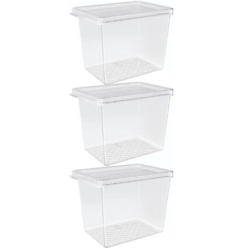 Kit 3 Organizadores de Geladeira Multiuso Cozinha 1,3L com Tampa Transparente Frutas Verduras UZ