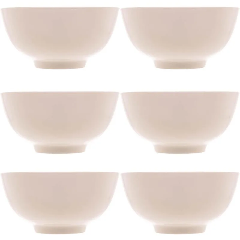 6 Bowls de Porcelana Lyor 330ml Sobremesa Fruta Petisco Tigelas Brancas 12,5x6,5cm Clean