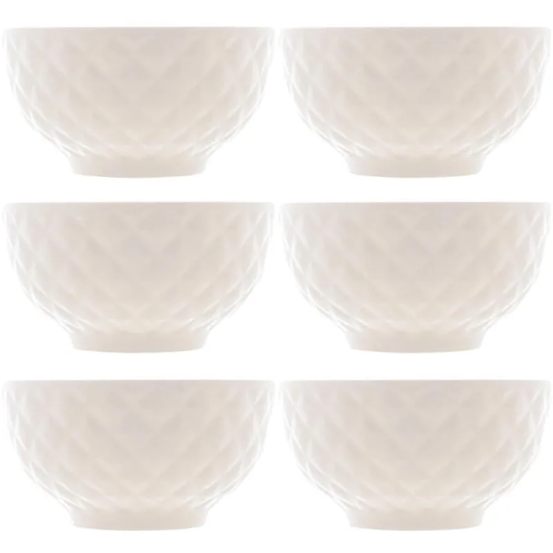 Kit 6 Cumbucas Porcelana Brancas 280ml Bowls Lyor Diamond Iogurte Sobremesa