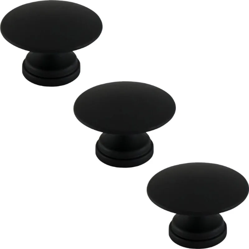 Conjunto de 3 Puxadores 200 Tucson Ponto Preto Fosco Para Móveis Armários e Gavetas