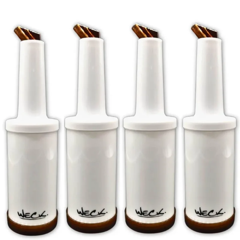 Kit 4 Garrafa Plástica Store'n Pour 1L Marrom Weck Coquetelaria Bar Destilados