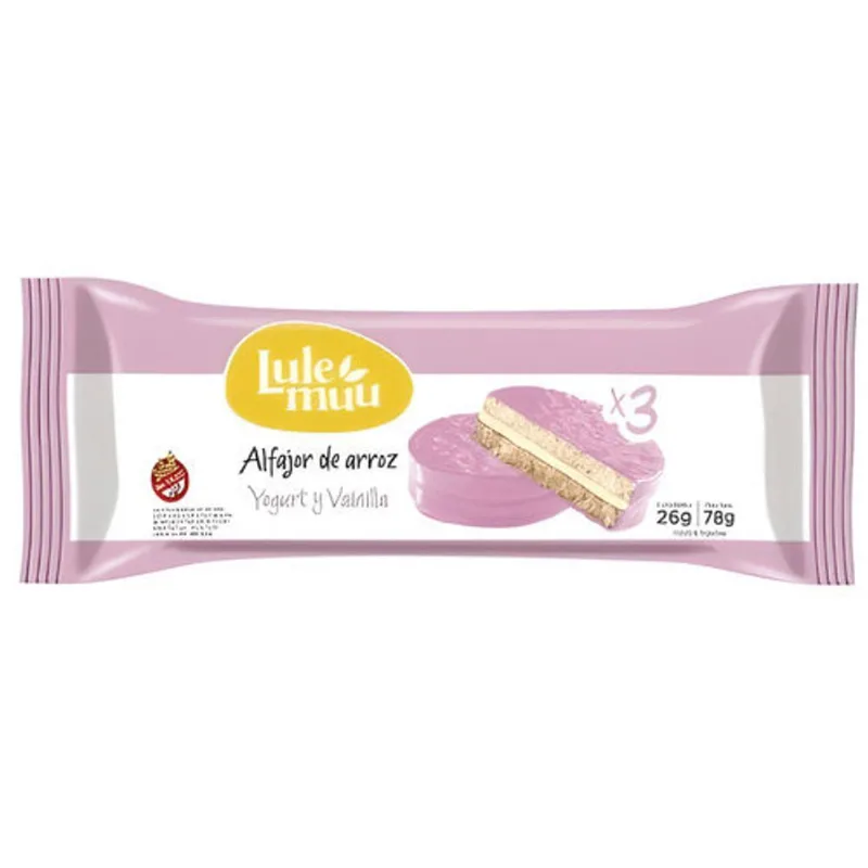 Alfajor de Arroz Lulemuu Baunilha c/ Cobertura de Morango 78g