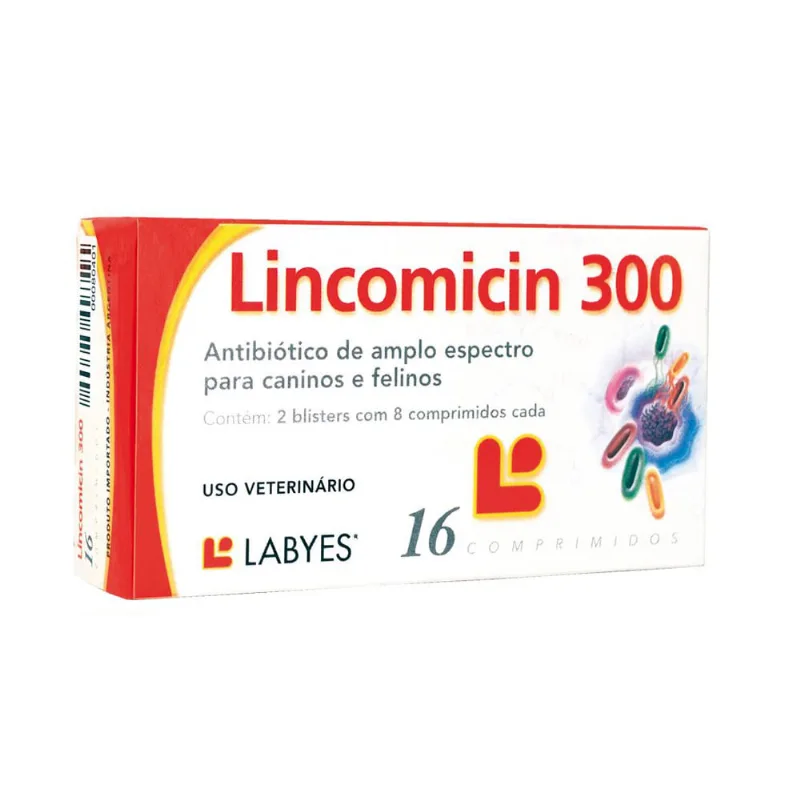 Antibiótico Lincomicin 300 para Cães e Gatos 16 comprimidos
