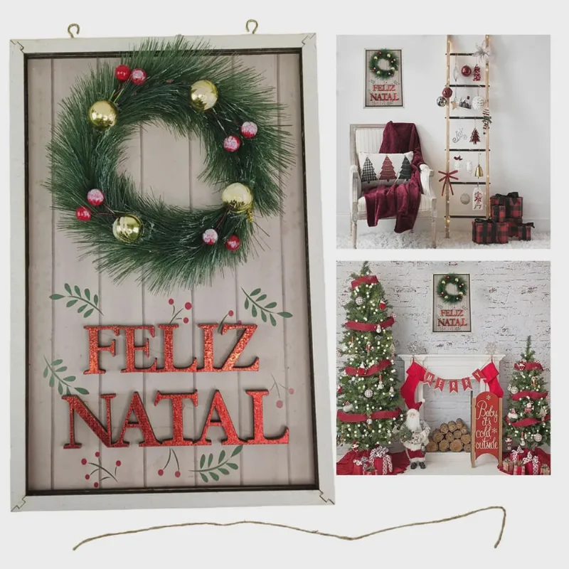 Quadro Decorativo Natalino Guirlanda Feliz Natal Com Bolinhas Advento Comemoraçao Parede Porta Loja Casa Decoraçao Sala Quarto Hall