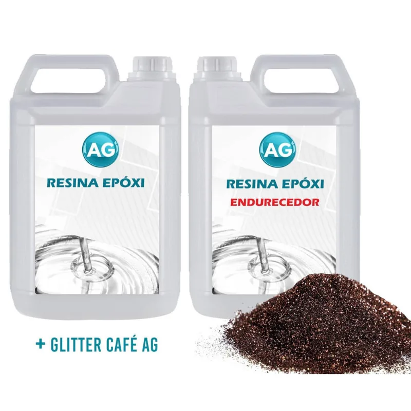 Resina Epóxi 1Kg + Glitter Café Ag Alta Espessura 3Cm A 10Cm