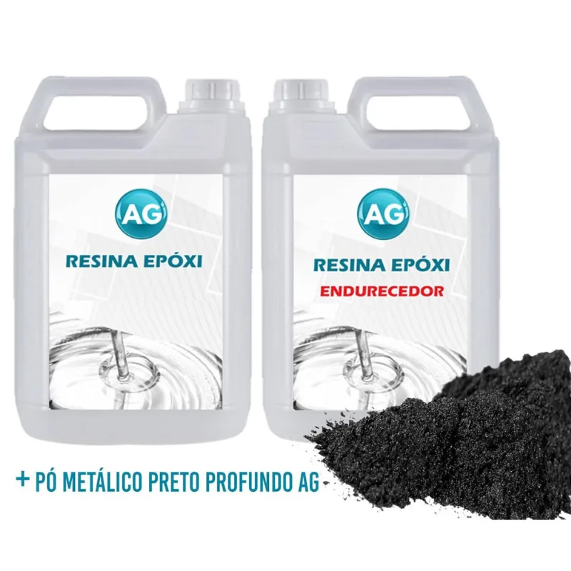 Resina Epóxi 1Kg + Pó Metálico Preto Profundo Ag Alta Espess