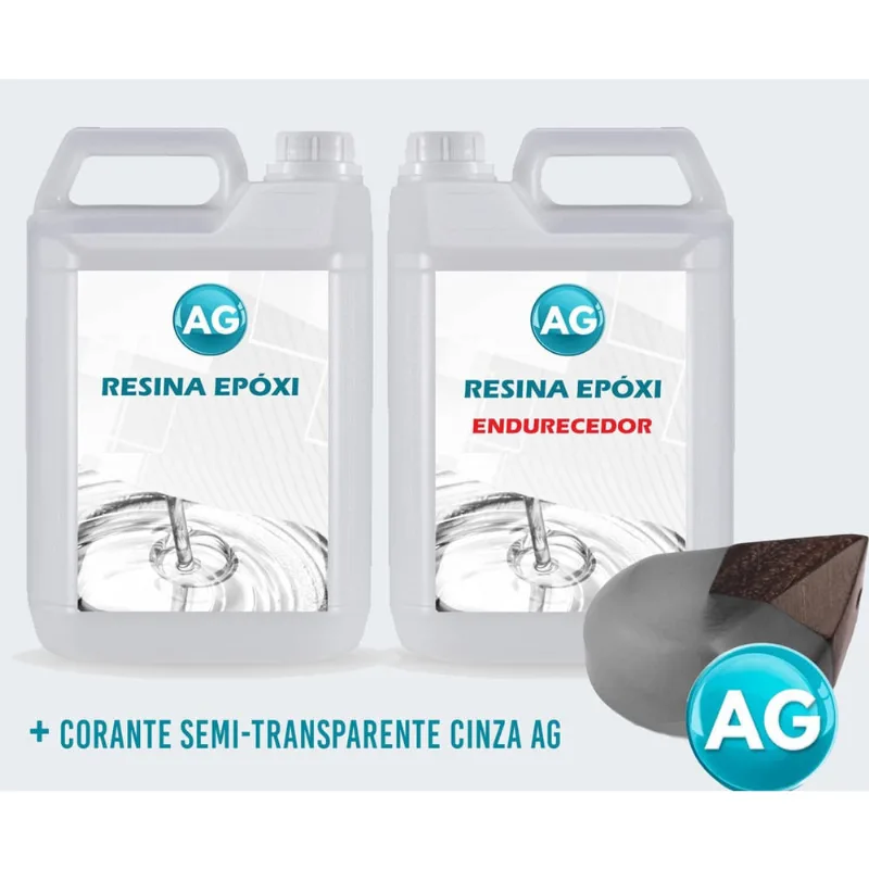 Resinas Epóxi 1Kg + Corante Semi-Transparente Cinza Ag Alta