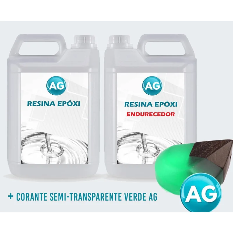 Resinas Epóxi 1Kg + Corante Semi-Transparente Verde Ag Alta