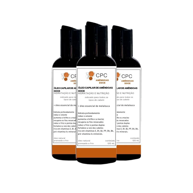 Óleo Capilar Hidratante De Amêndoas Doce 100% Puro 120ml Kit Com 3 Unidades - Não Informado - Higiene E Perfumaria