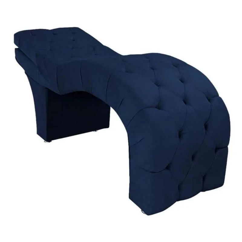 Maca Estética Estofada Reclinável Ergonômica Suede Ludmilla Cor: azul Marinho