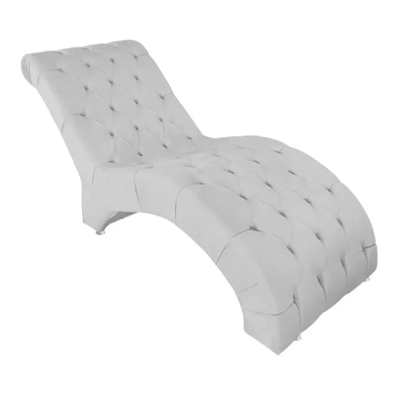Recamier Divã Espreguiçadeira Para Sala E Cliníca Estética Antonella Veludo Cor:branco - OUTRAS - Móveis