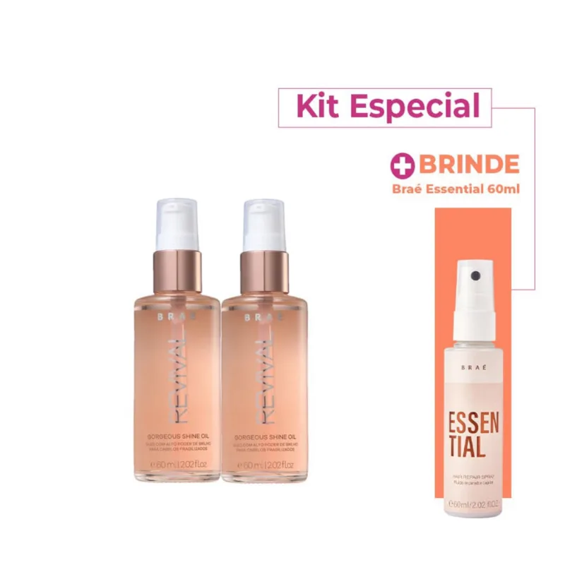 Braé Revival Gorgeous Shine Oil Oleo Capilar 60ml Especial (2 unidades)