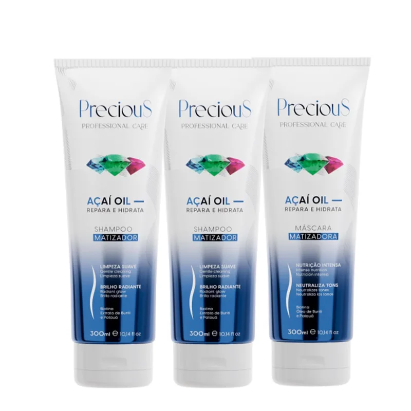 Kit Precious Açaí Oil Repara e Hidrata Matizador Solutions Antidanos (3 produtos)