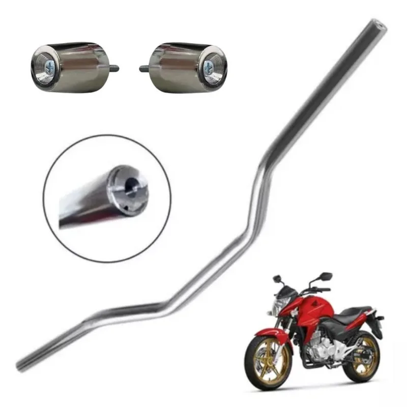 Guidão Com Pesinho Honda Cb Twister 2009 a 2015 / Cb 300 2004 a 2008 Cromado Rosca Moto