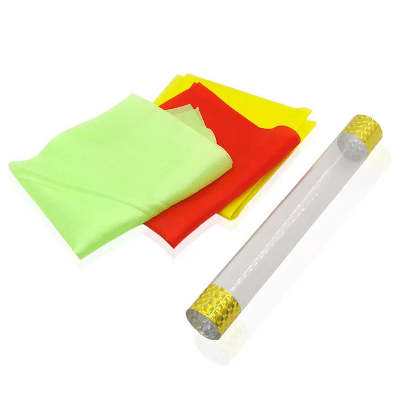 Magic Silk Tube Trick Blow To Appear 3 Lenços Vinculados