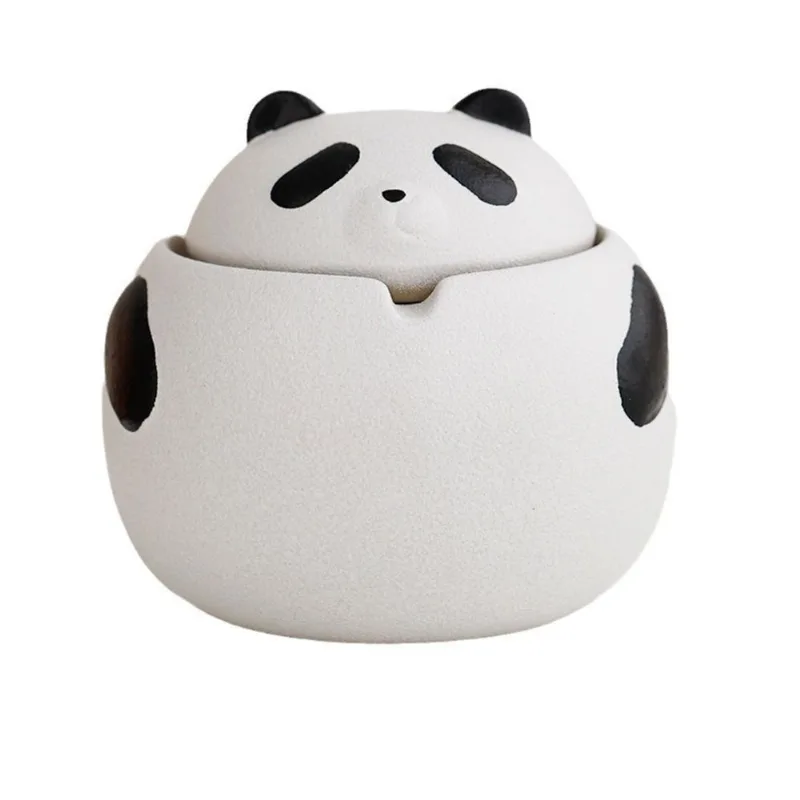 Cinzeiro De Cerâmica Panda Com Tampa Bandeja De Cinzas Fumegantes À Prova De Vento