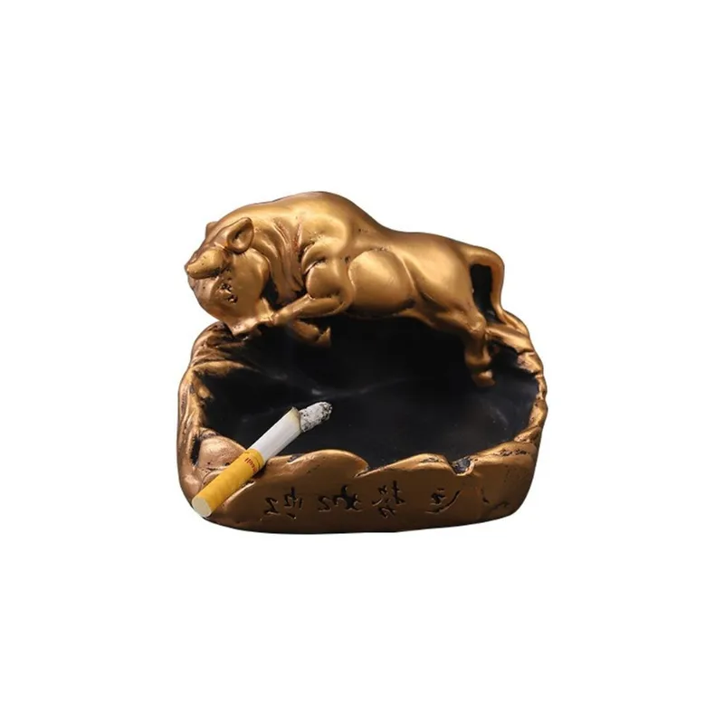 Cinzeiro Charging Bull Resin Smoking Ash Tray Em Estilo Chinês