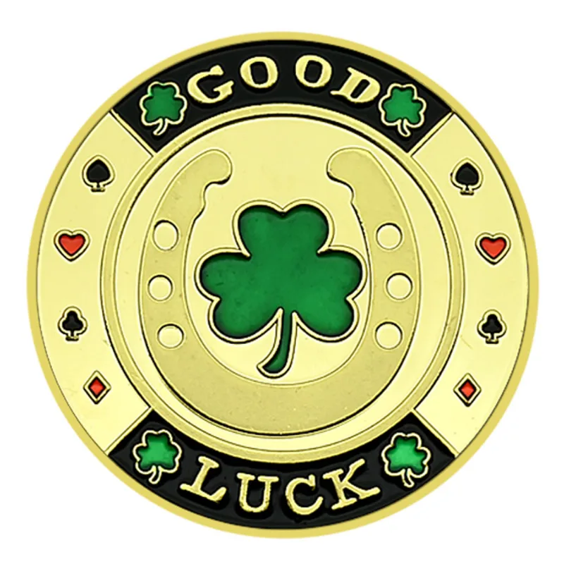 Moeda Comemorativa Lucky Horseshoe Clover Good Luck Token
