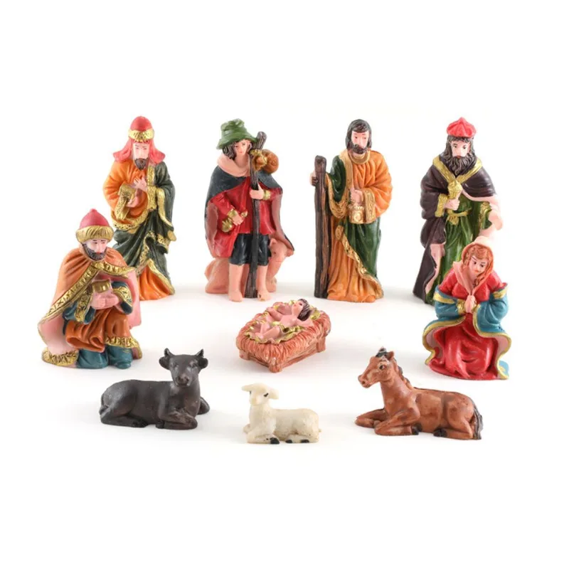 Conjunto De Estatuetas De Resina De Presépio De 10 Peças - Religious Chri