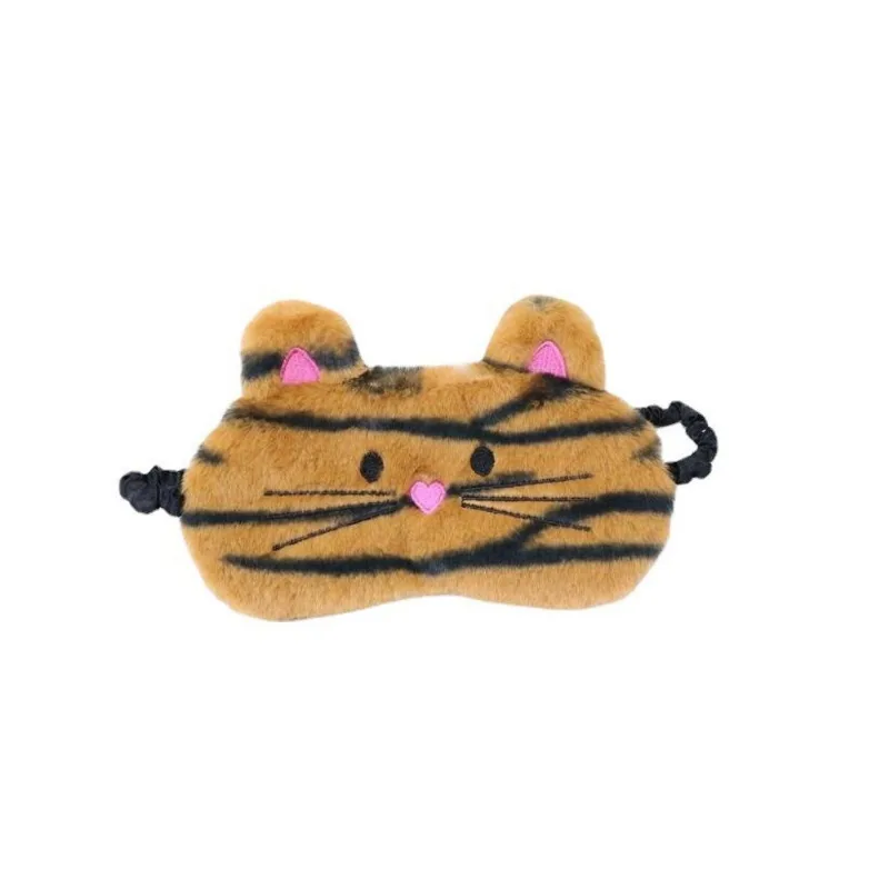 Máscara De Dormir Cute Tiger Cat Plush Máscara De Olhos Para Crianças E Adultos