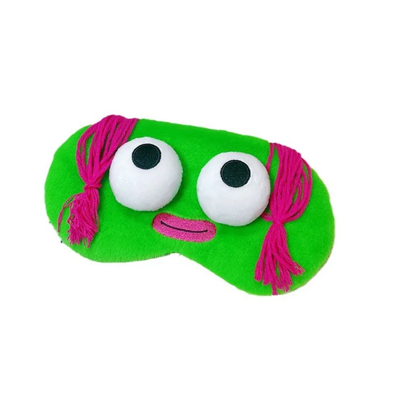 Máscara De Dormir Green Monster Com Material De Pelúcia De Cabelo Rosa
