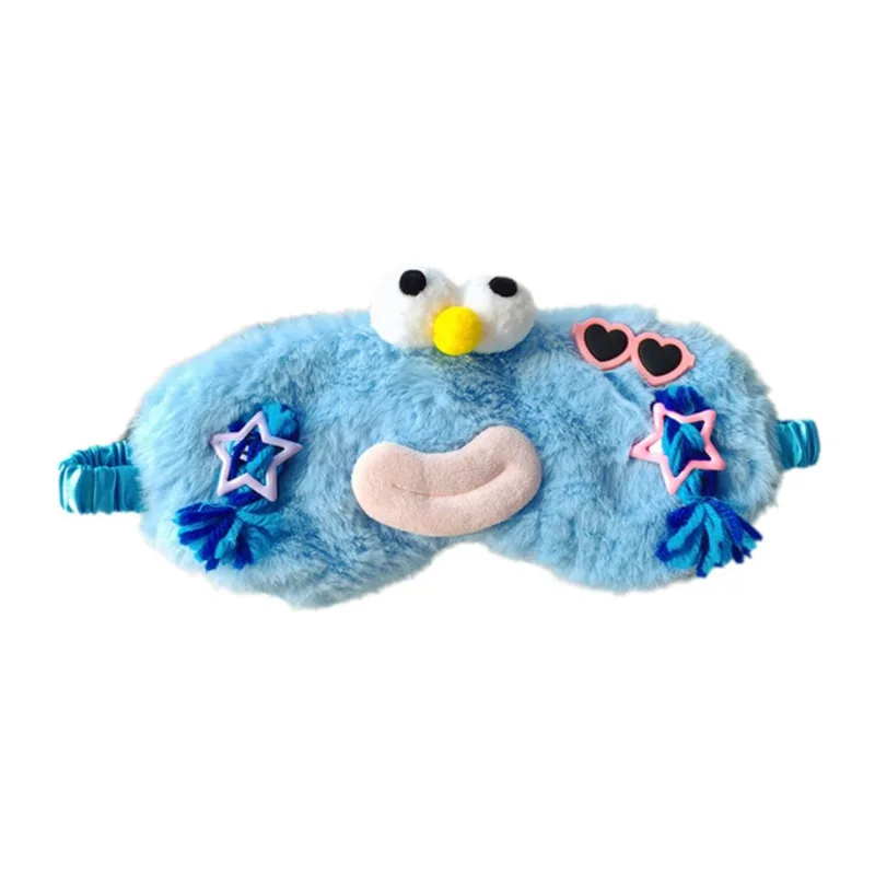 Máscara De Dormir Máscara De Olhos De Pelúcia Cartoon Blue Monster