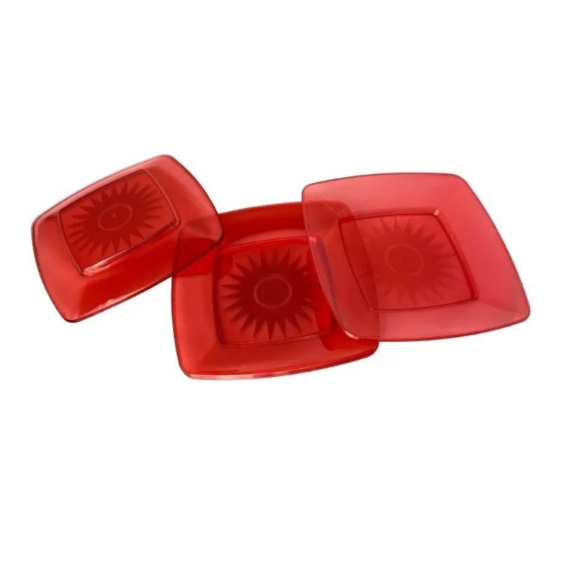 Prato Acrílico Resistente 15Cm Vermelho Translúcido - 100 Un