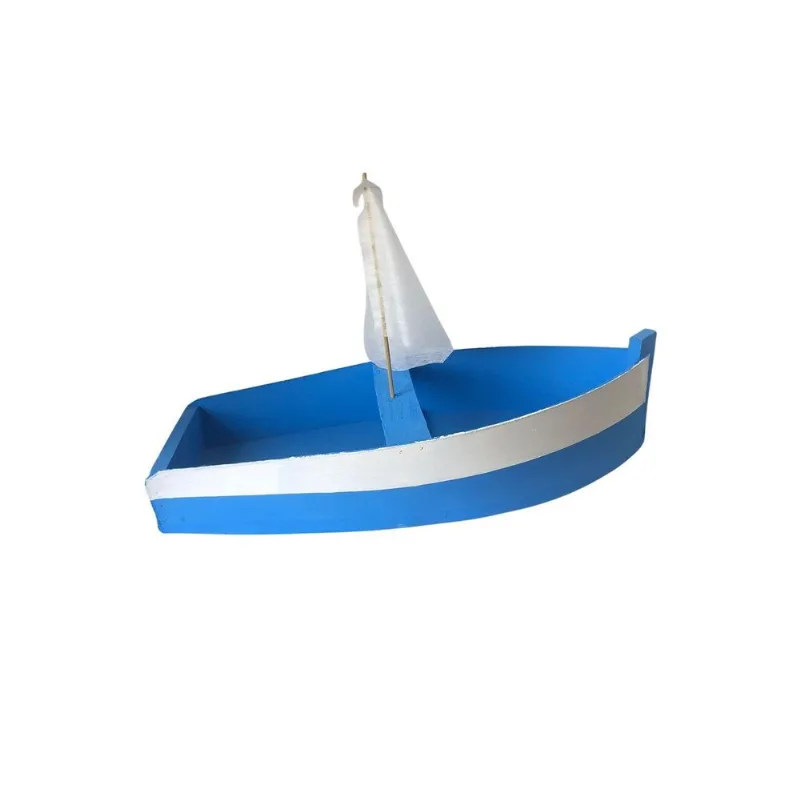 Barco De Madeira Colorido De 50 Cm Iemanjá Umbanda Candomblé