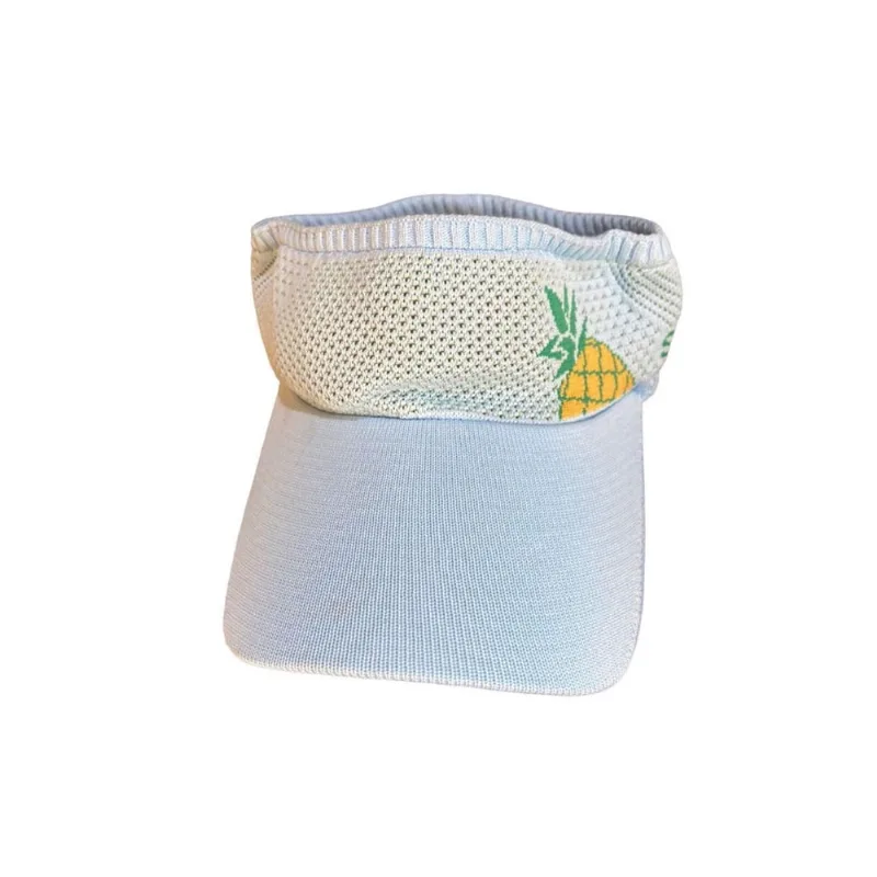 Viseira Azul Feminina Infantil Protetor Sol Tricô Verão-2Un