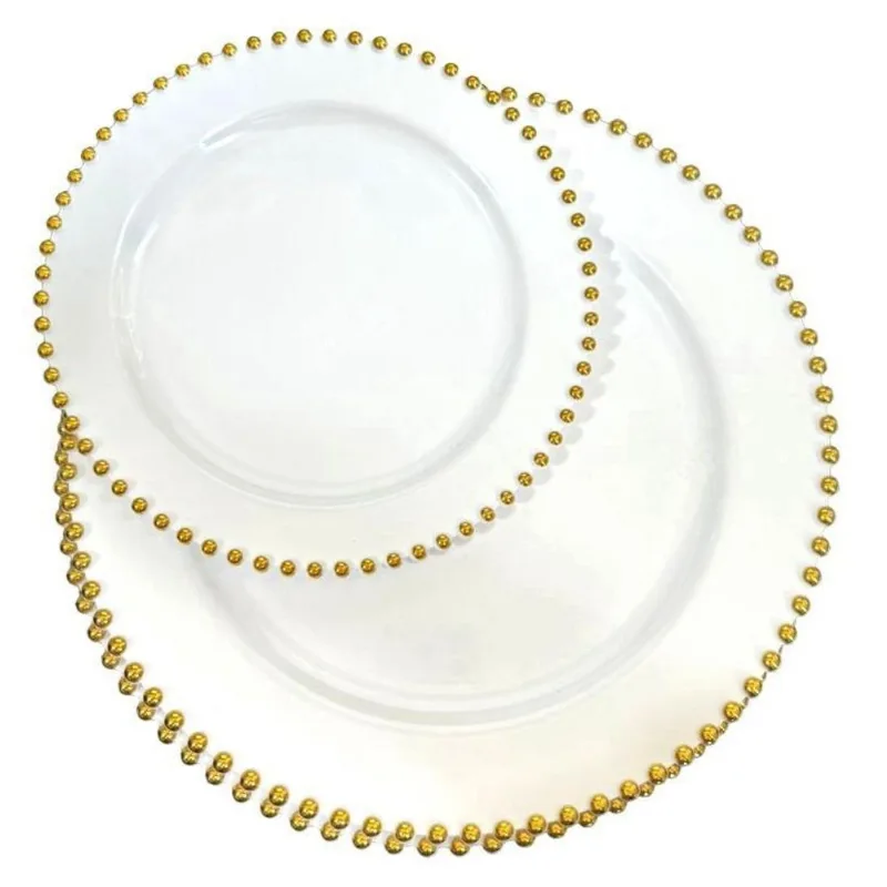 Kit Pratos Para Festa Luxo Acrílico De Jantar + Sobremesa 6Un