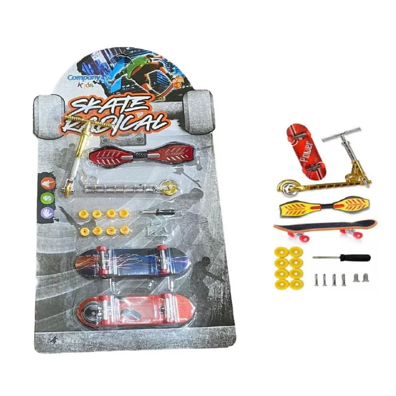 Kit Brinquedo Skate De Dedo Patinete Skateboard +acessórios